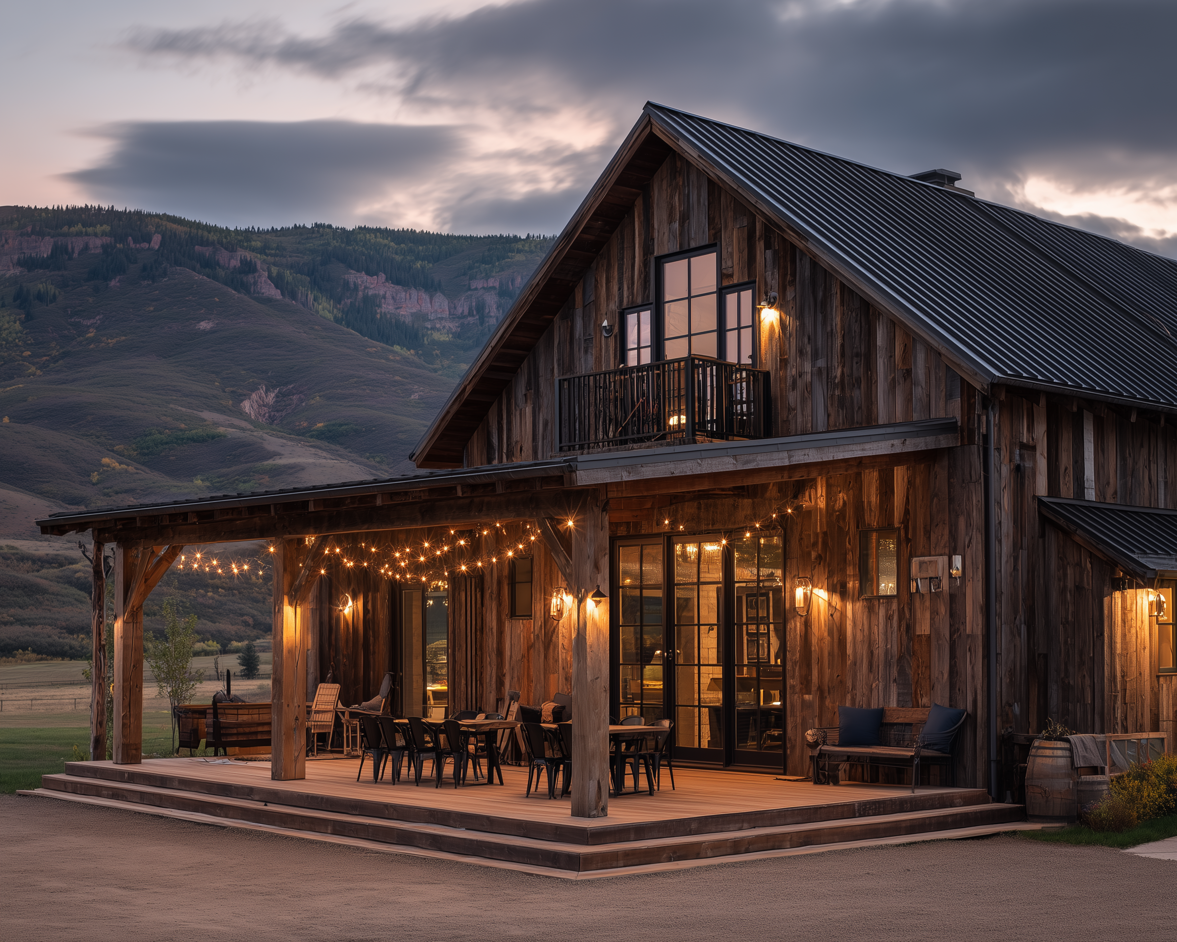 Rustic Ranch Evening Exterior